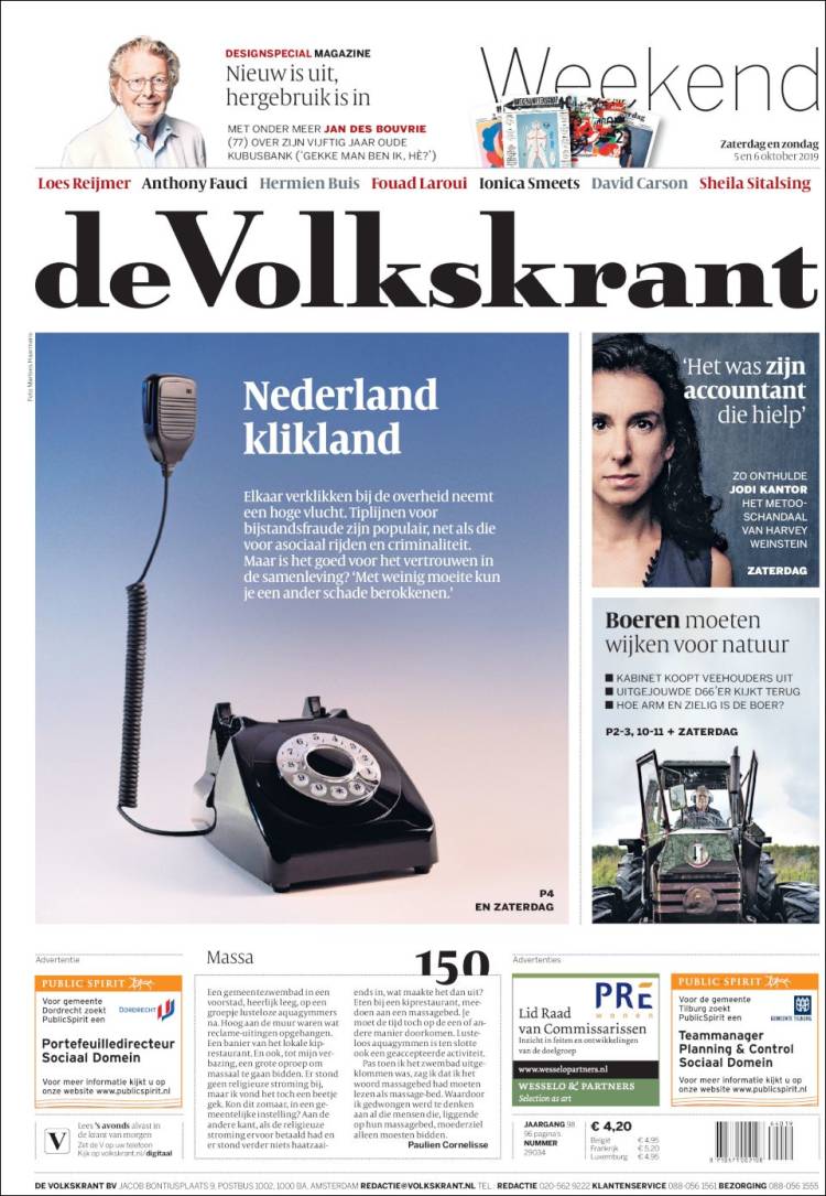 Portada de De Volkskrant (Pa&iacute;ses Bajos)