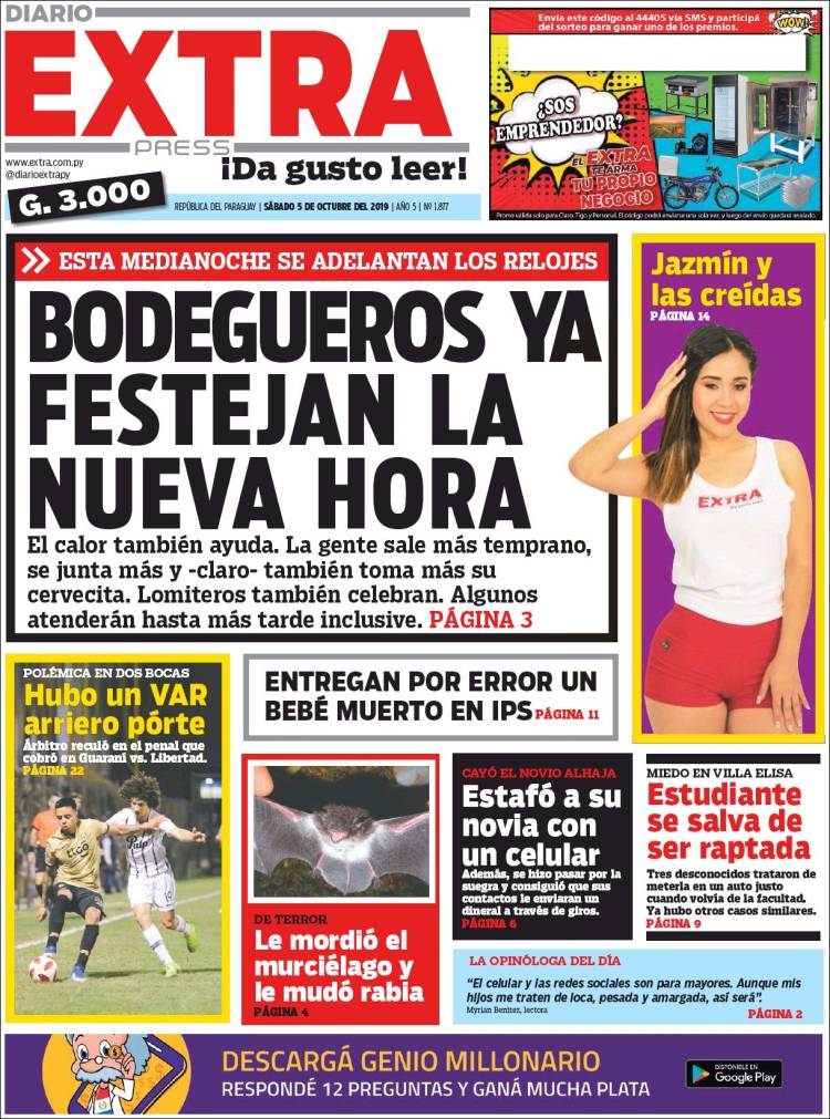 Portada de Diario Extra (Paraguay)