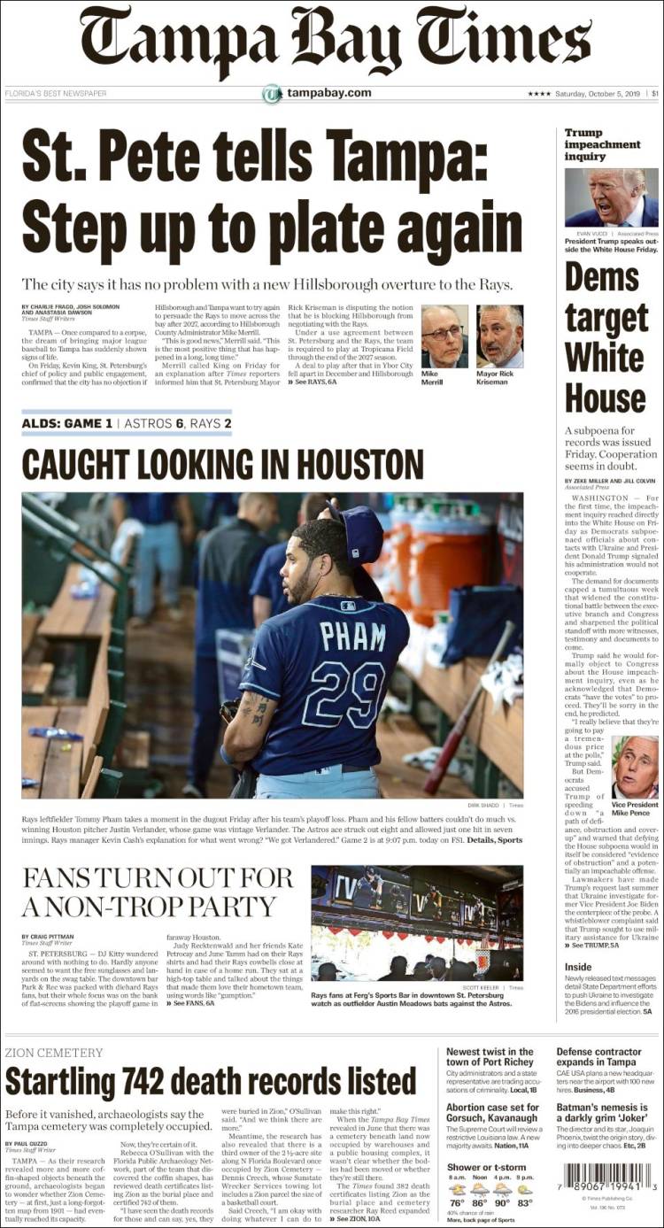 Portada de Tampa Bay Times (USA)