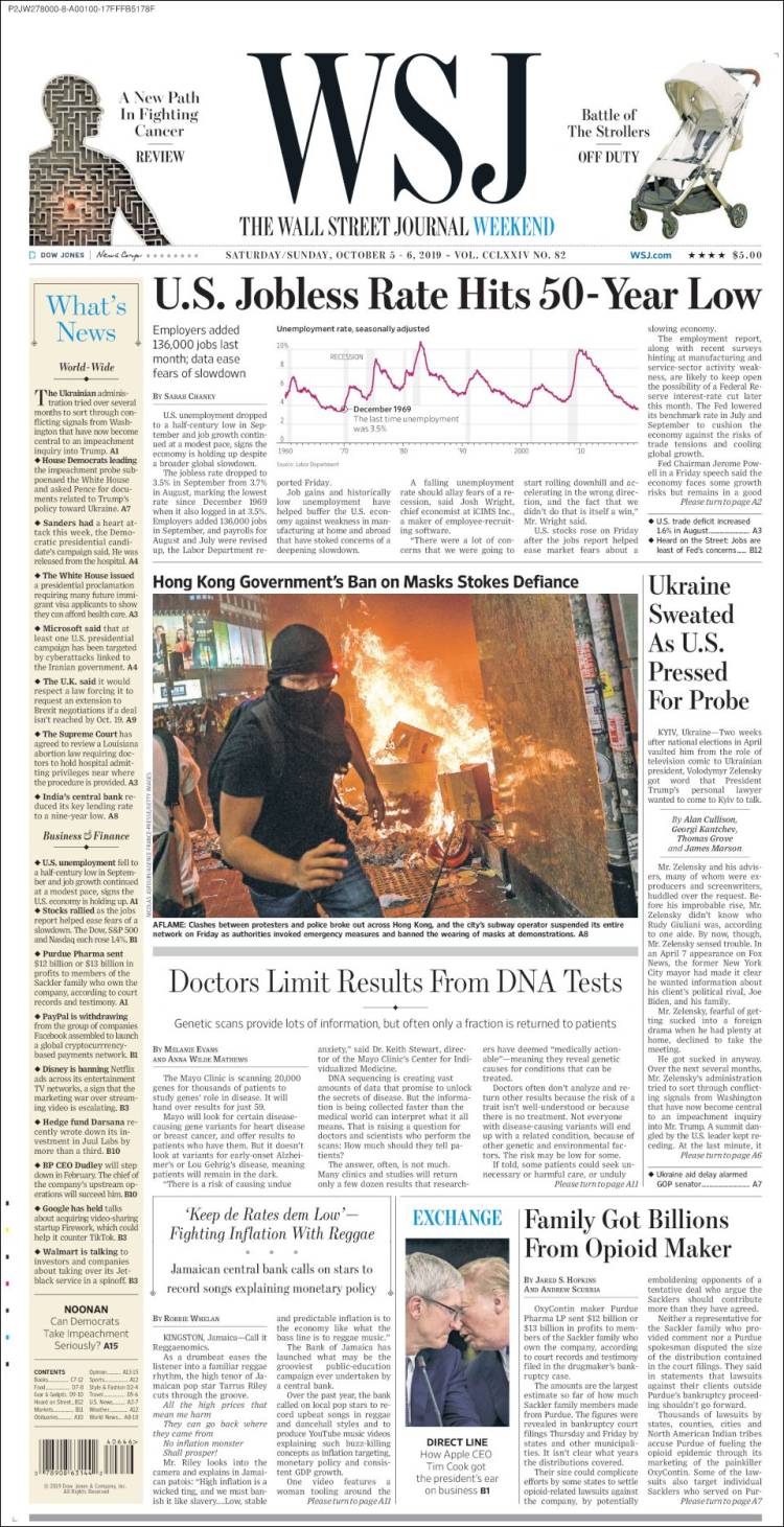 Portada de Wall Street Journal (USA)