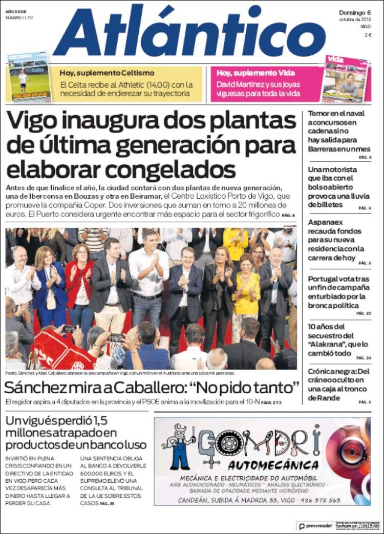 Portada de Atlántico Diario (España)