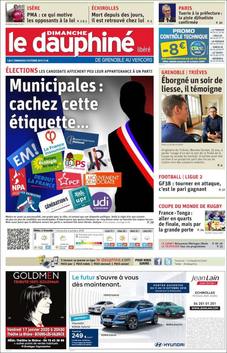 Portada de Le Dauphiné Libéré (Francia)