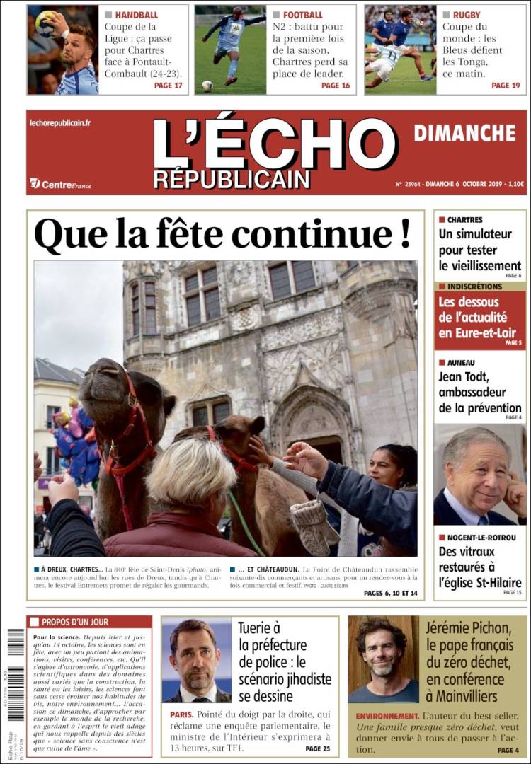 Portada de L'Echo Républicain (Francia)