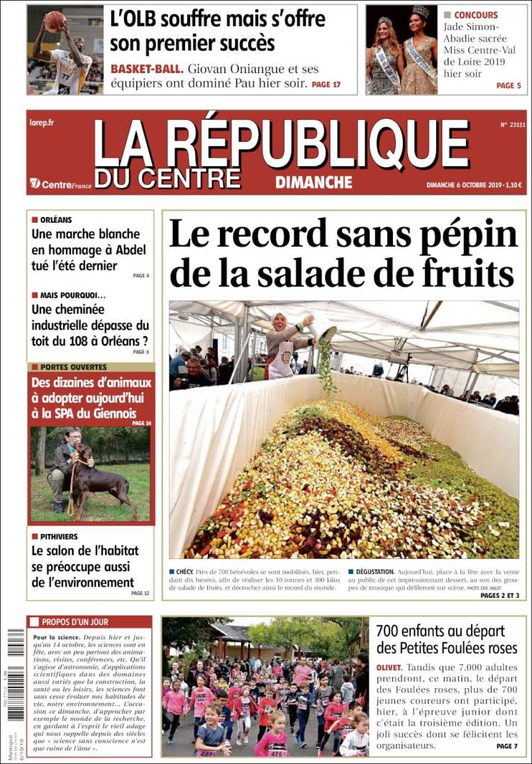 Portada de La République du Centre (France)