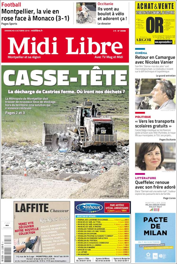 Portada de Midi Libre (Francia)