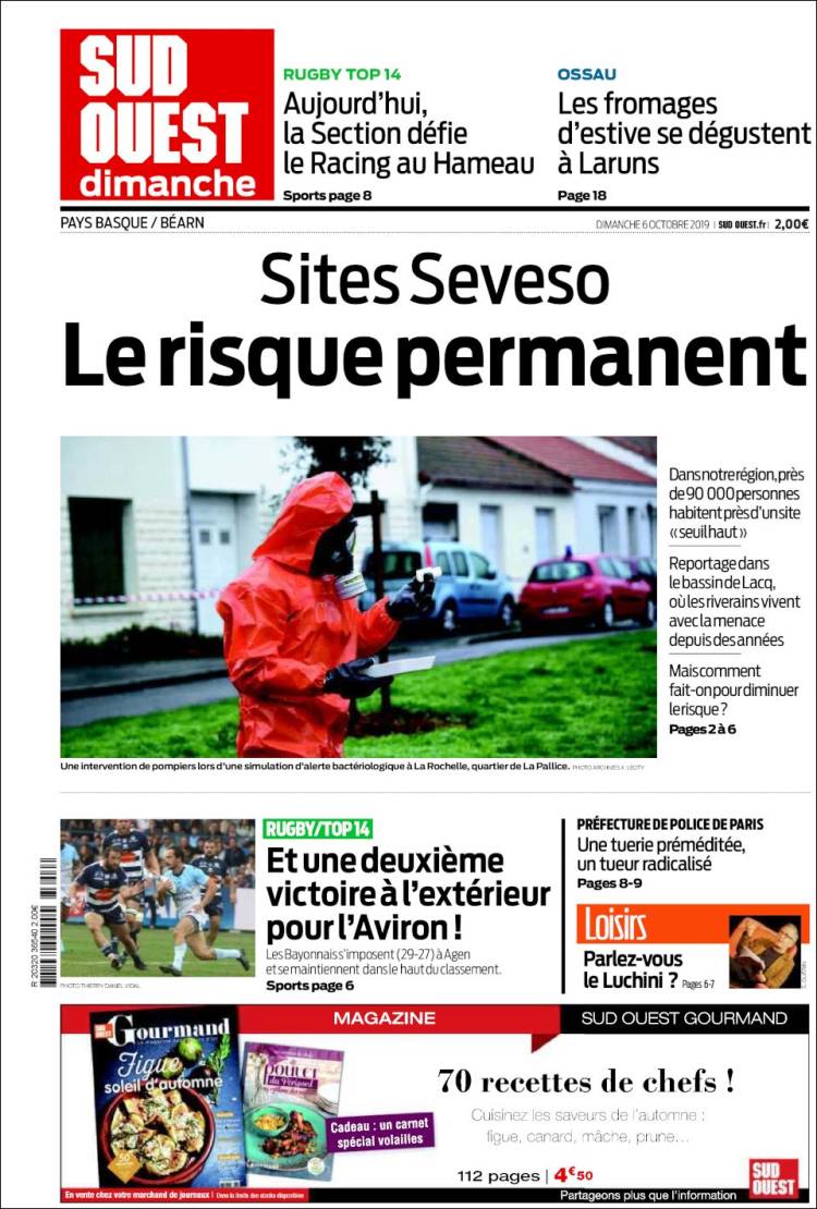 Portada de Sud Ouest (Francia)