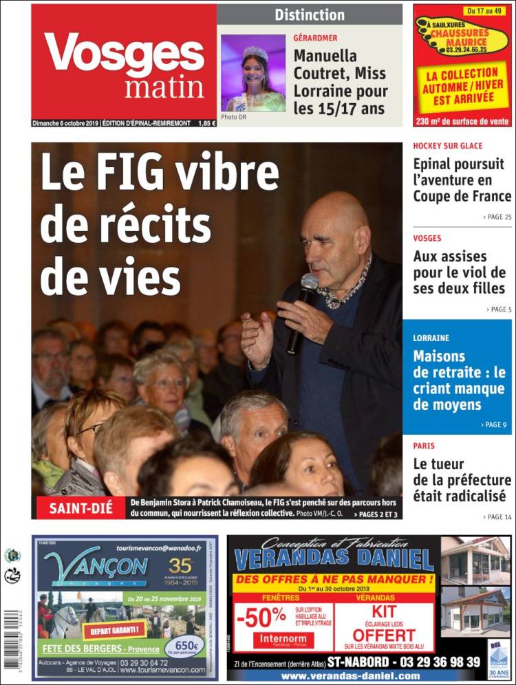 Portada de Vosges Matin (Francia)