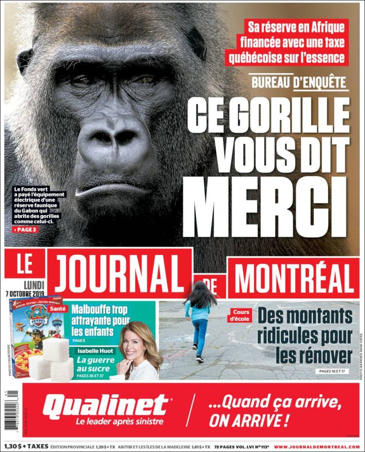 Portada de Le Journal de Montréal (Canadá)