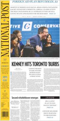 Portada de The National Post (Canadá)