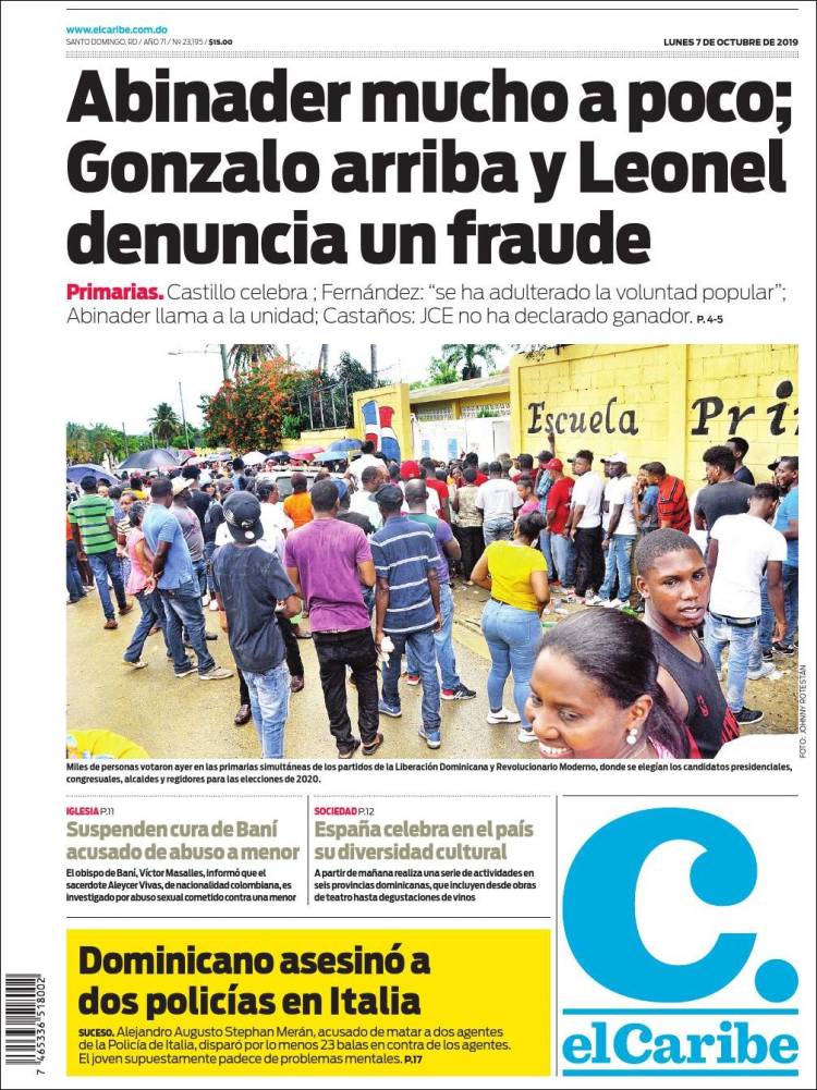 Portada de El Caribe (R. Dominicana)