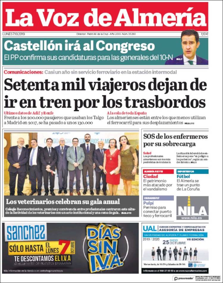 Portada de La Voz de Almería (España)