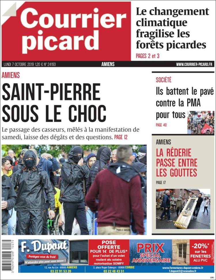 Portada de Courrier Picard (Francia)