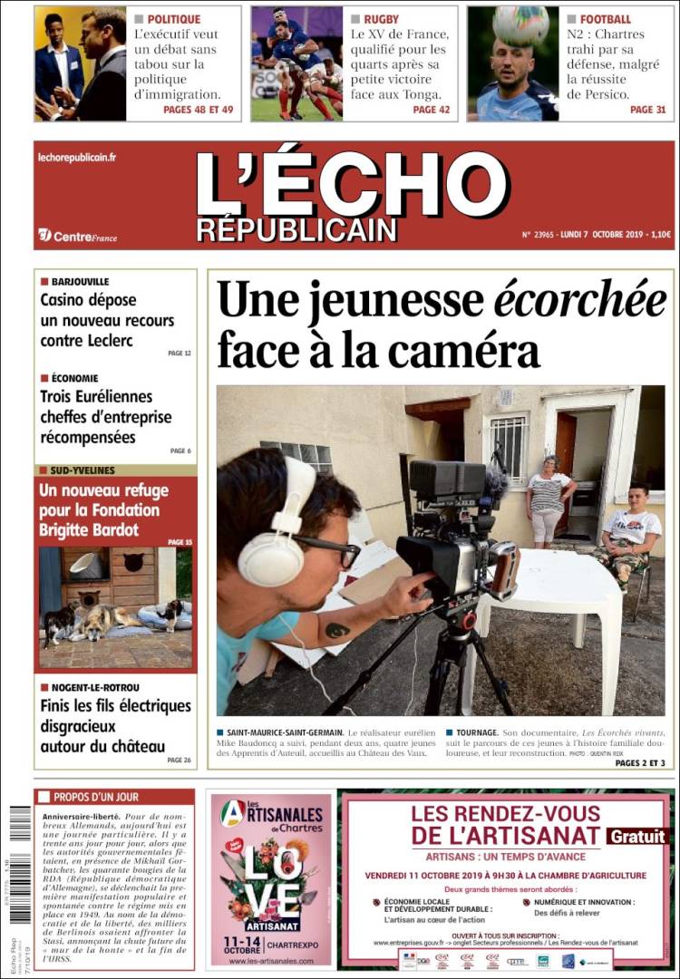 Portada de L'Echo Républicain (Francia)