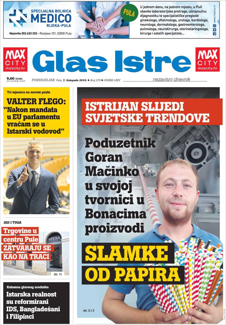 Portada de Glas Istre (Croacia)