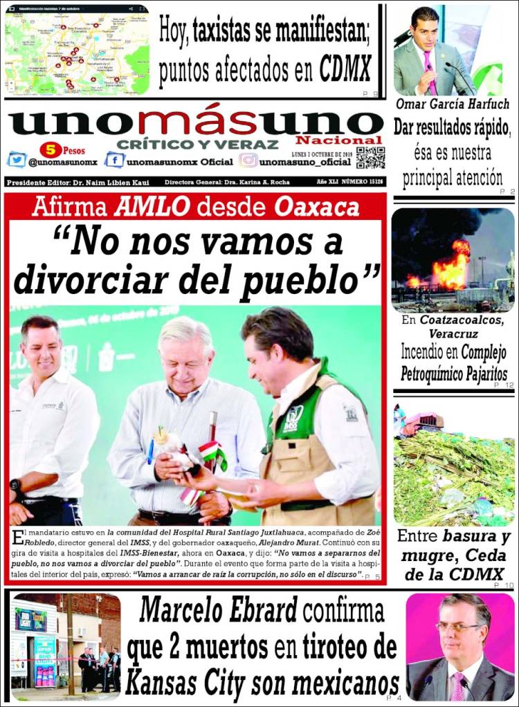 Portada de unomásuno (M&eacute;xico)