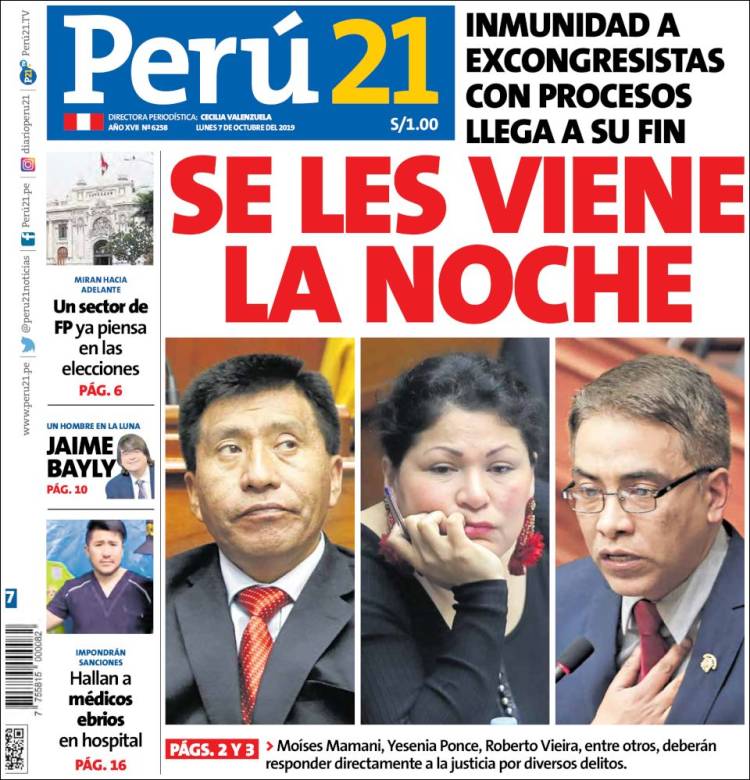 Portada de Perú 21 (Per&uacute;)