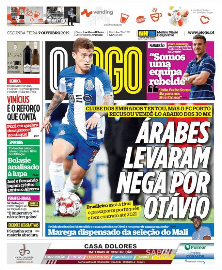 Portada de O Jogo (Portugal)