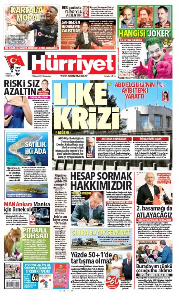 Portada de Hürriyet (Turqu&iacute;a)