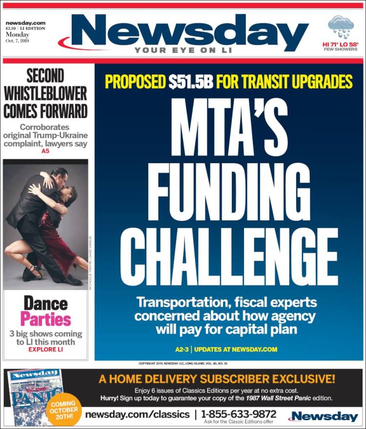 Portada de Newsday (USA)