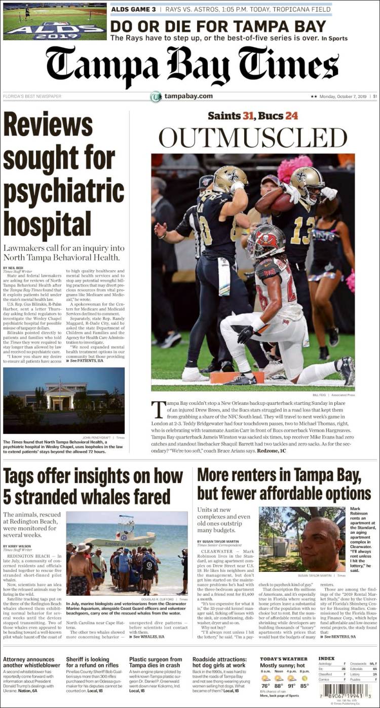 Portada de Tampa Bay Times (USA)