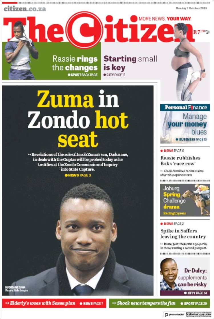 Portada de The Citizen (Sud&aacute;frica)