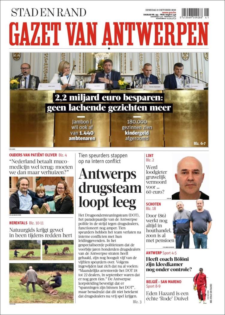Portada de Gazet van Antwerpen (B&eacute;lgica)