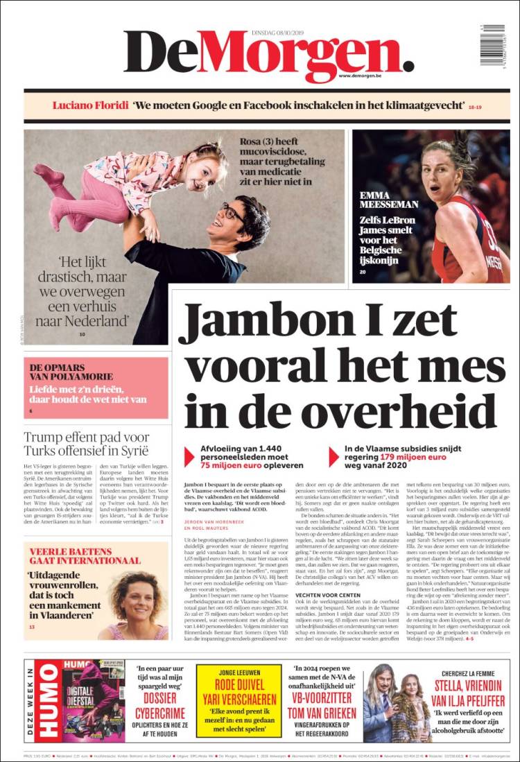 Portada de De Morgen (B&eacute;lgica)