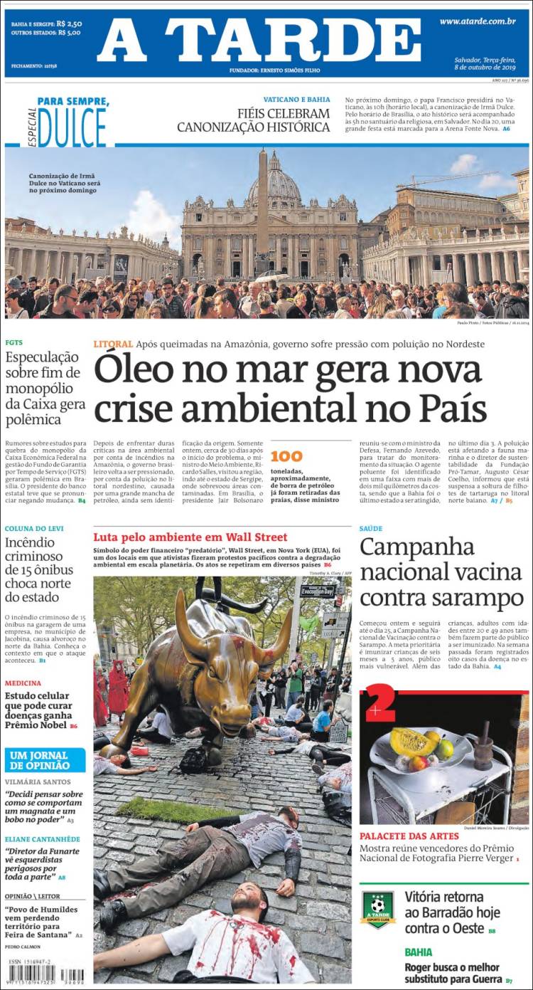 Portada de Diário A Tarde (Brasil)