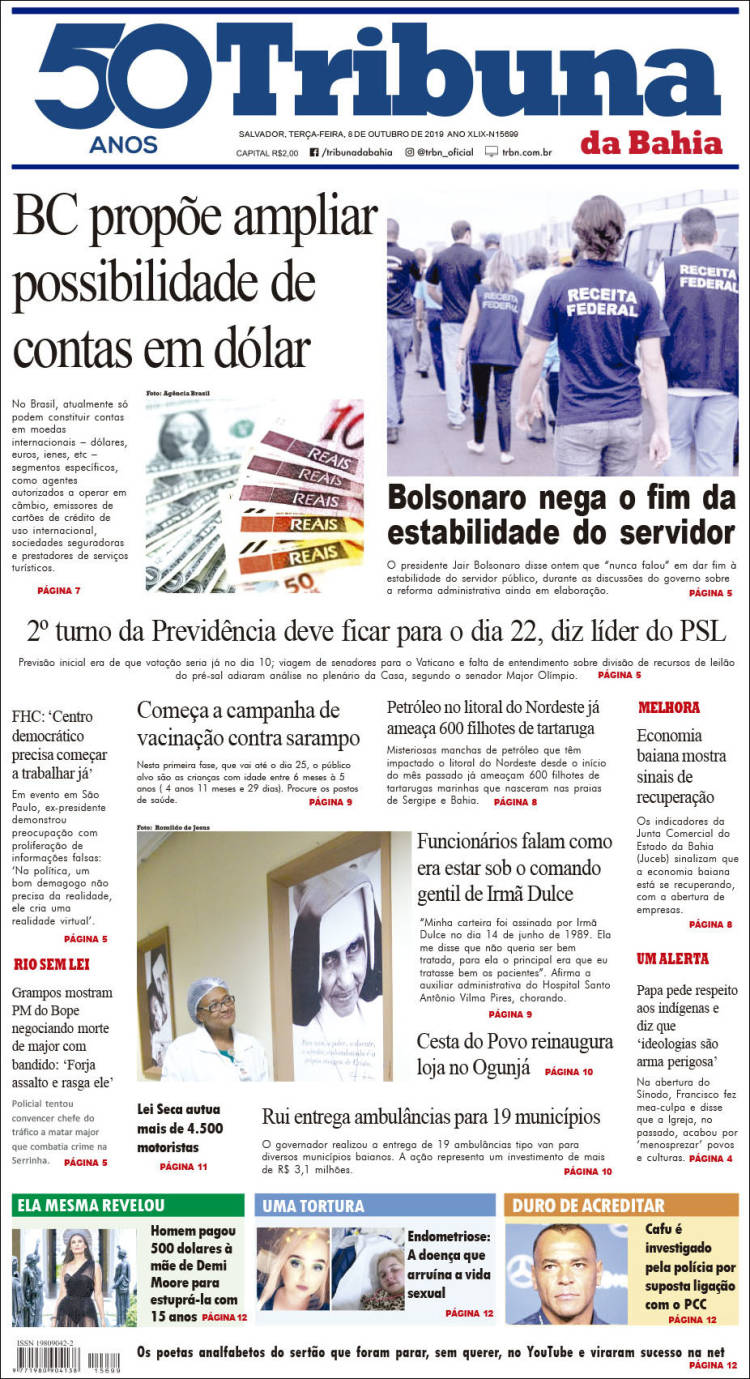 Portada de Tribuna da Bahia (Brasil)