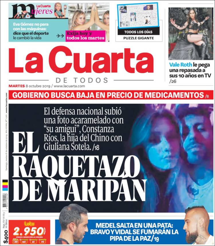 Portada de La Cuarta (Chile)
