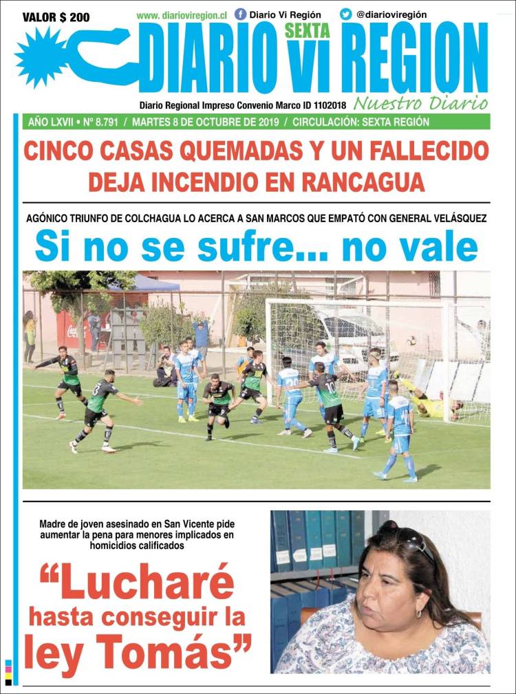 Portada de Diario VI Región (Chile)