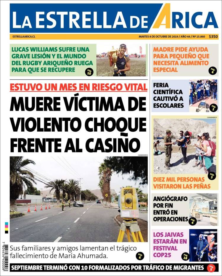 Portada de La Estrella de Arica (Chile)