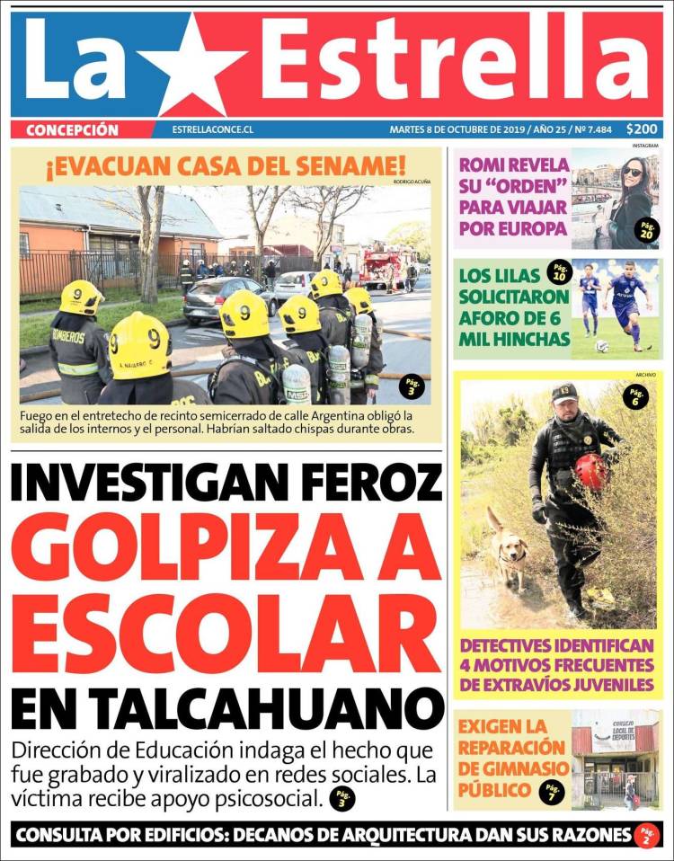 Portada de La Estrella de Concepción (Chile)