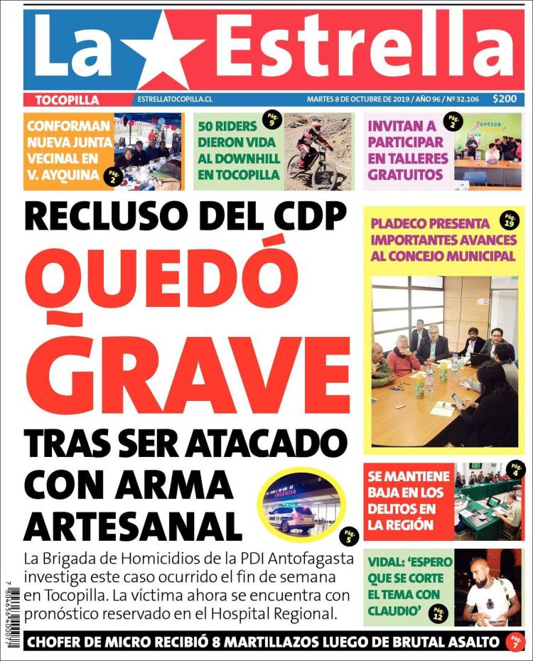 Portada de La Estrella de Tocopilla (Chile)