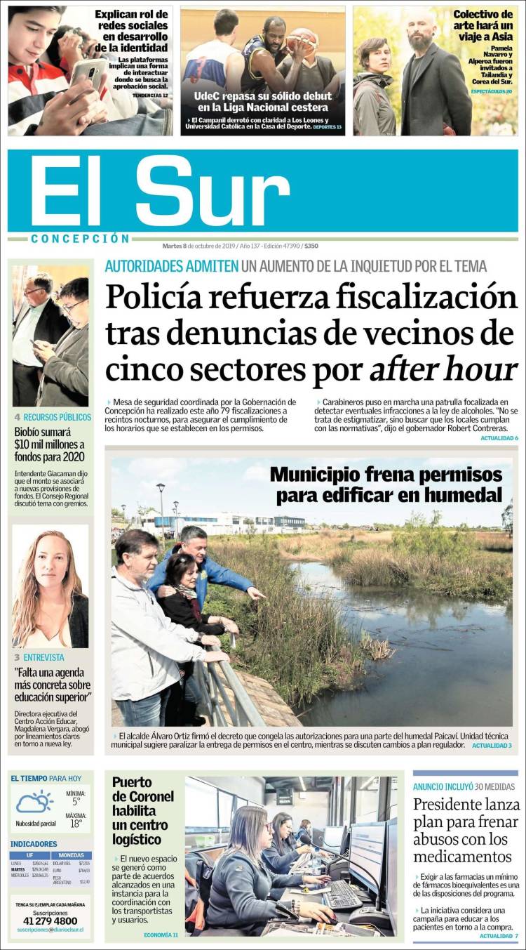 Portada de El Sur (Chile)