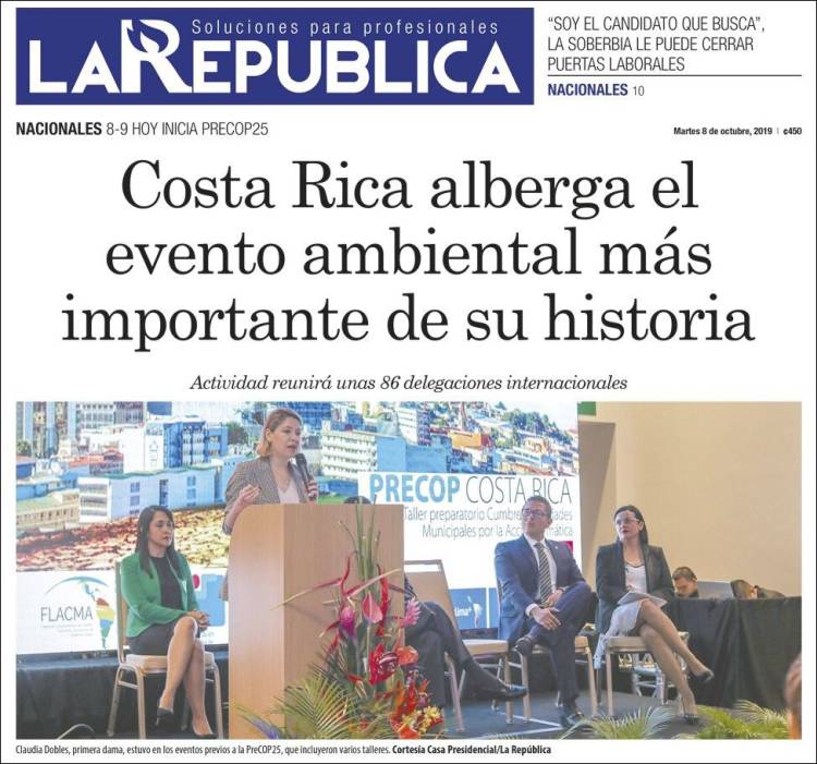 Portada de La República (Costa Rica)