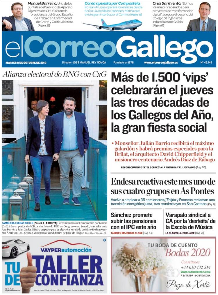 Portada de El Correo Gallego (Espa&ntilde;a)