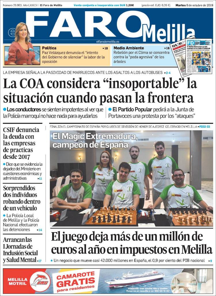 Portada de El Faro de Melilla (Espa&ntilde;a)