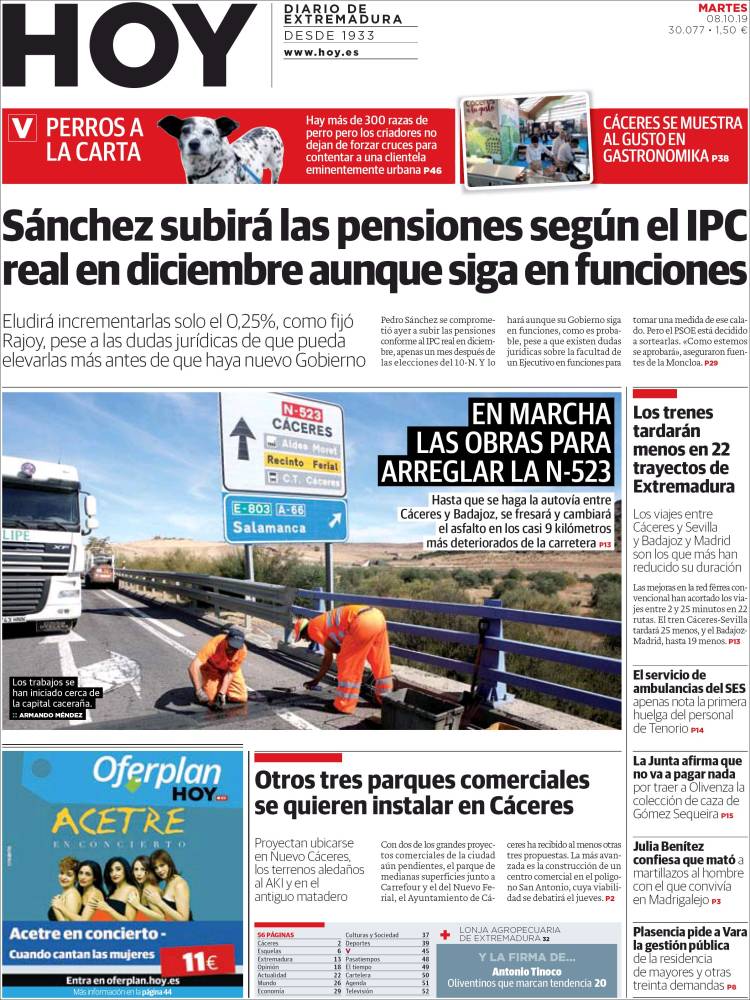 Portada de Hoy - Caceres (Espa&ntilde;a)