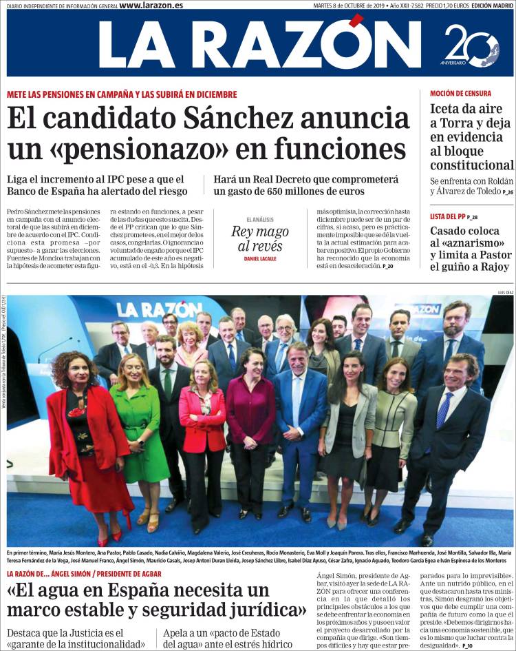 Portada de La Razón (Espa&ntilde;a)