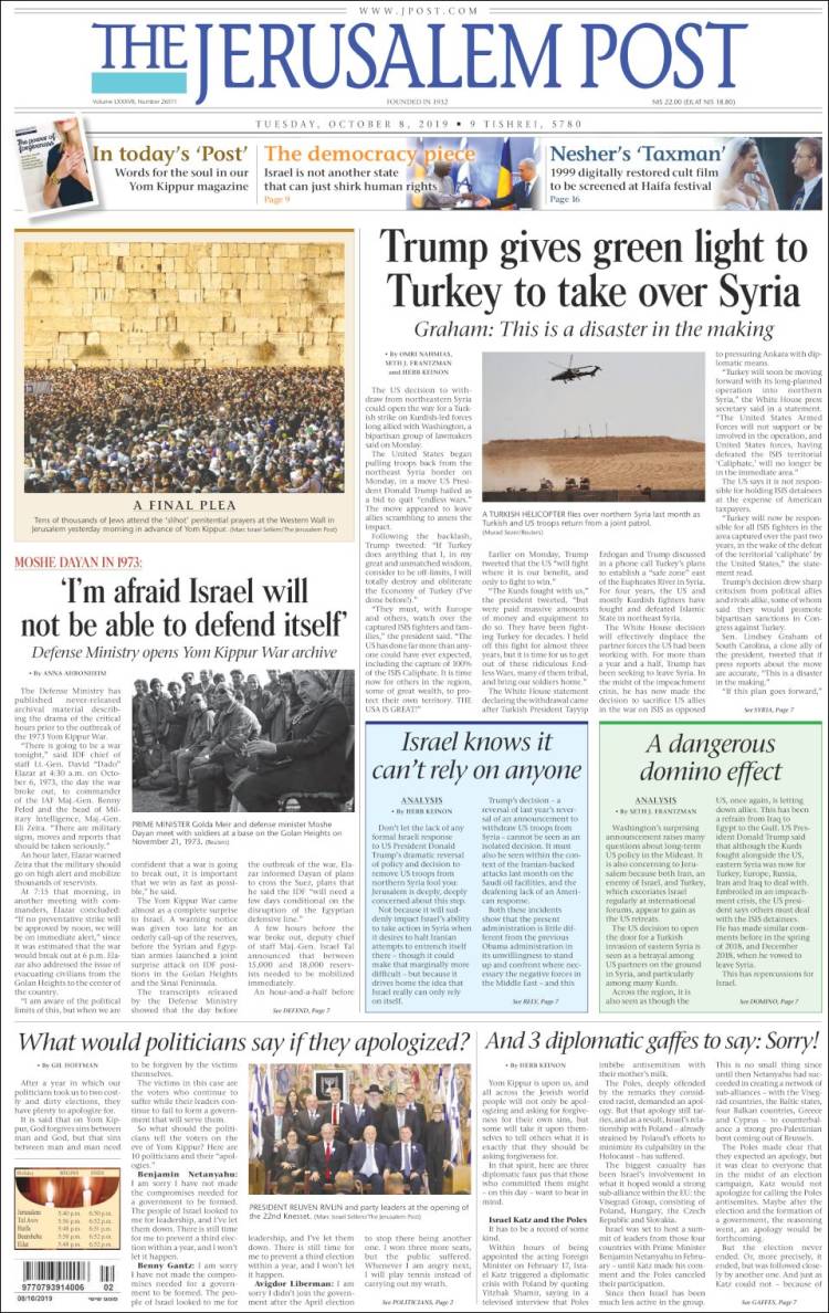 Portada de The Jerusalem Post (Israel)