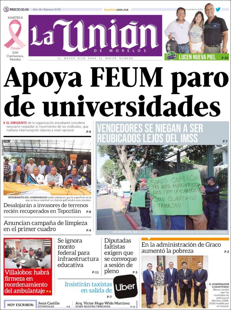 Portada de La Unión de Morelos (México)