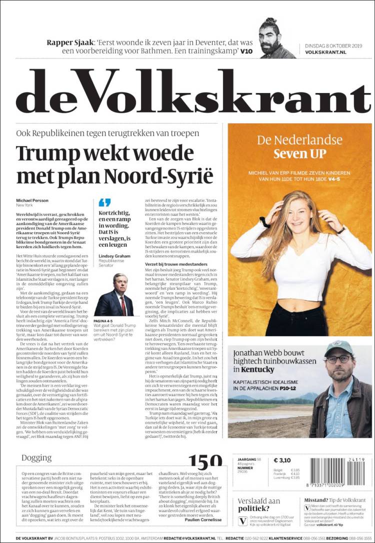 Portada de De Volkskrant (Pa&iacute;ses Bajos)