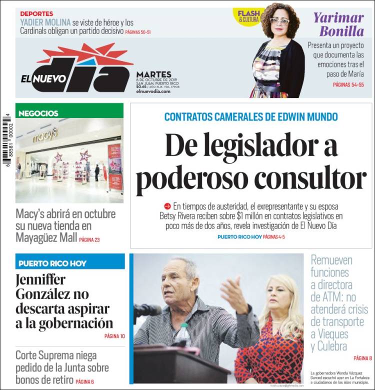 Portada de El Nuevo Día (Puerto Rico)