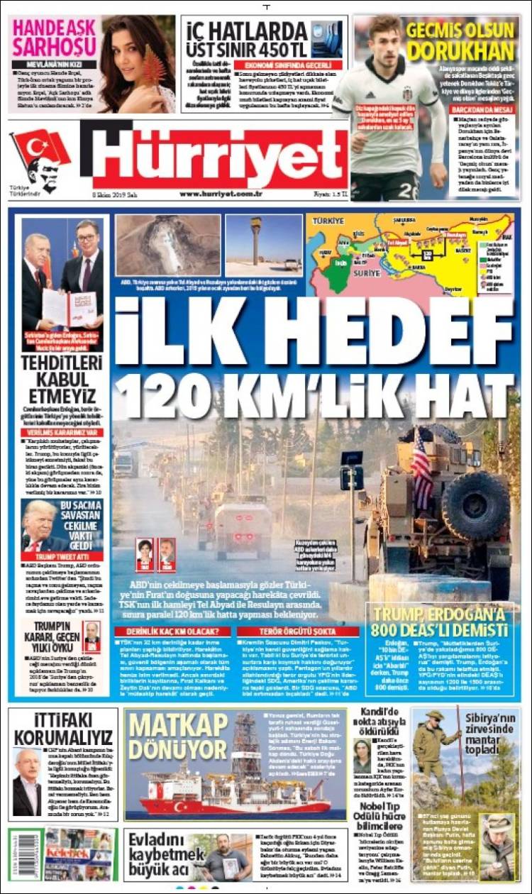 Portada de Hürriyet (Turqu&iacute;a)