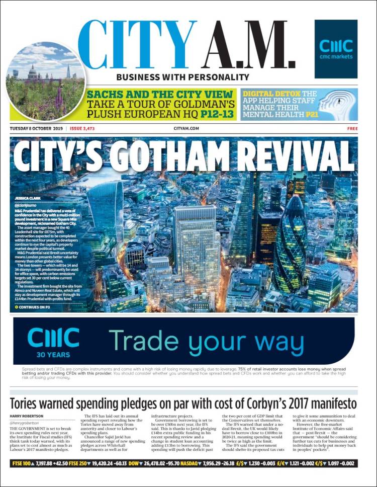Portada de City A.M. (Reino Unido)