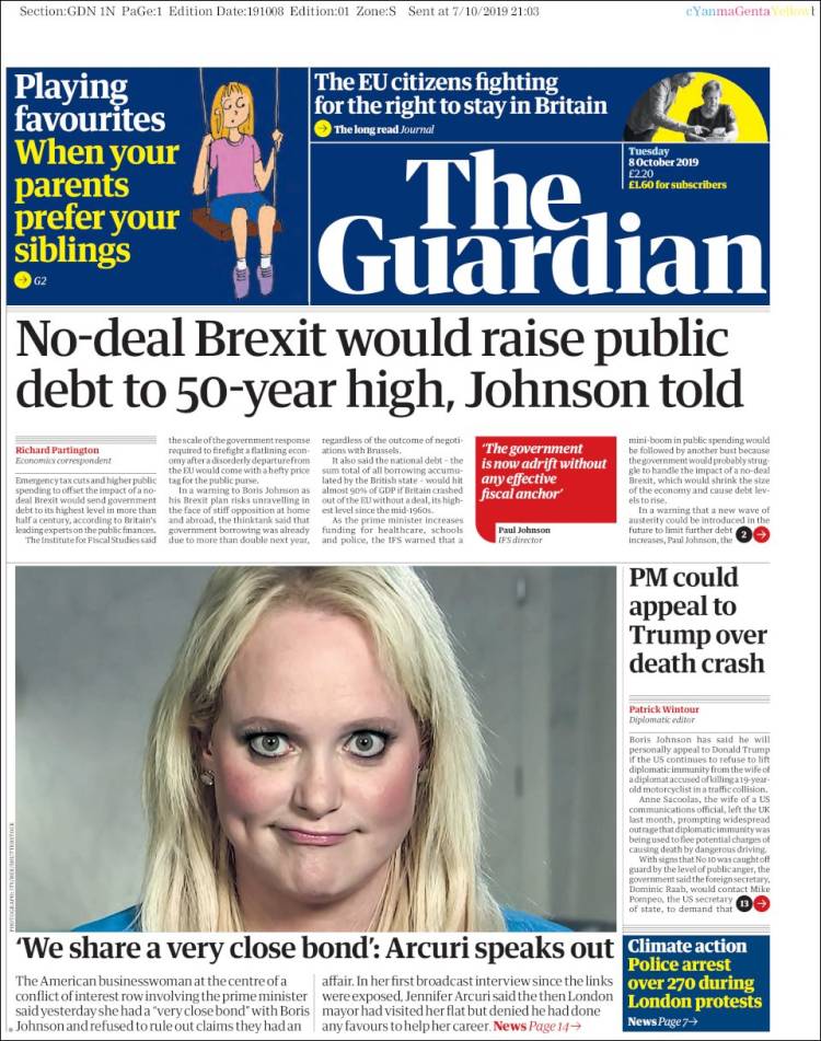 Portada de The Guardian (Reino Unido)