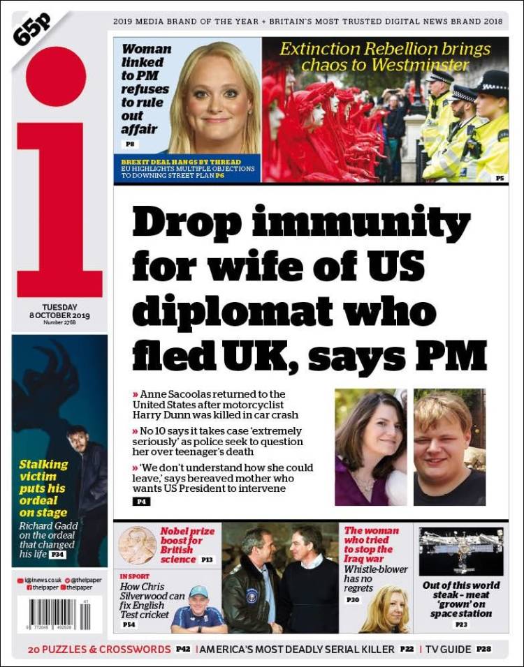 Portada de The i (Reino Unido)