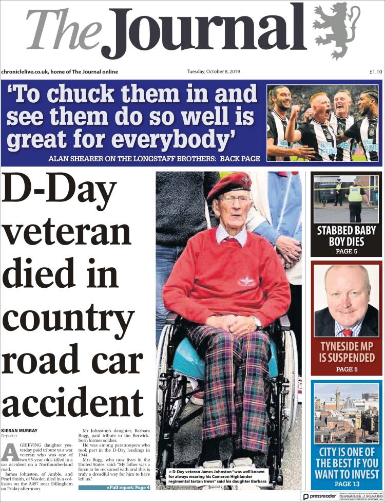 Portada de The Journal (Reino Unido)