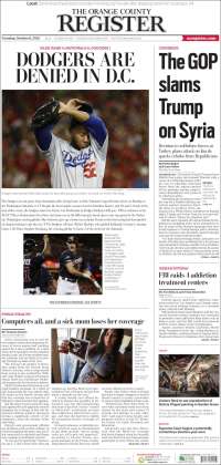 Portada de The Orange County Register (USA)